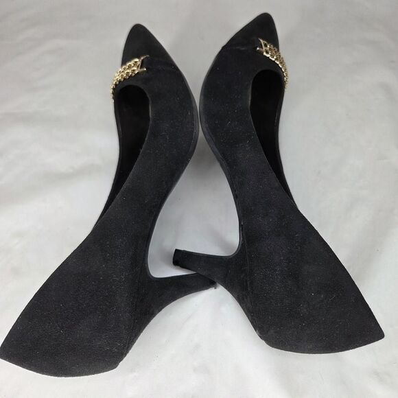 Coach And Four Black Suede Pumps Pointed Toe Low Stilettos Heels Sz 9 - Picture 5 of 8